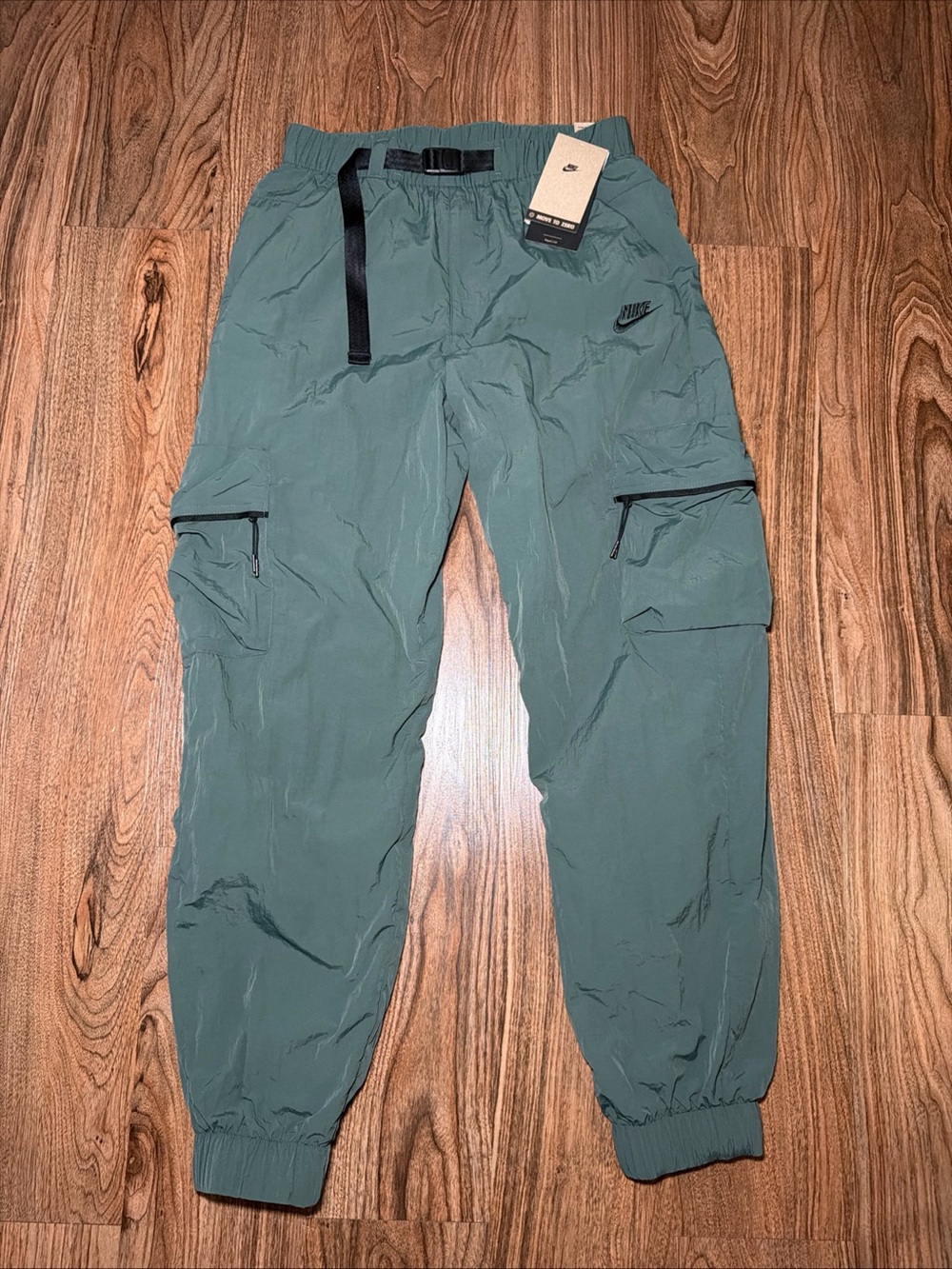 Nike Tech Woven Cargo Pants Mens S Green Straight Leg UV Utility UPF 40+